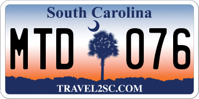 SC license plate MTD076