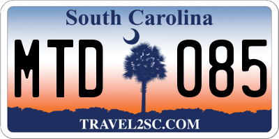 SC license plate MTD085