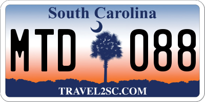 SC license plate MTD088