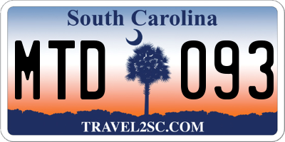 SC license plate MTD093