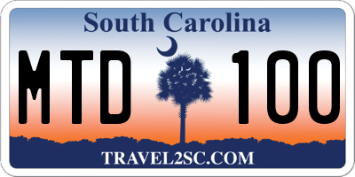 SC license plate MTD100