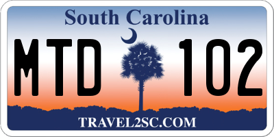 SC license plate MTD102