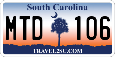 SC license plate MTD106