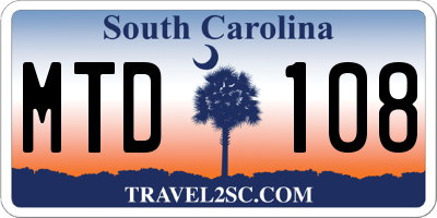SC license plate MTD108