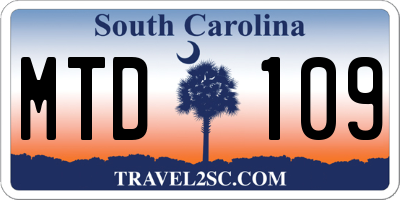SC license plate MTD109