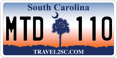 SC license plate MTD110