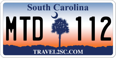 SC license plate MTD112