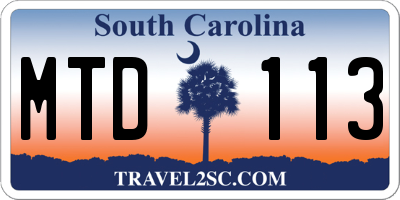 SC license plate MTD113
