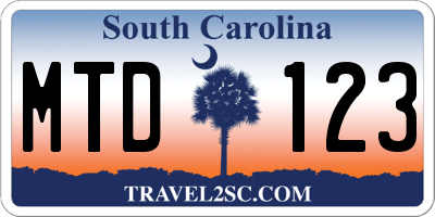 SC license plate MTD123