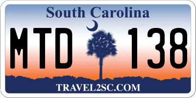 SC license plate MTD138