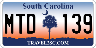 SC license plate MTD139