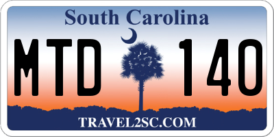 SC license plate MTD140