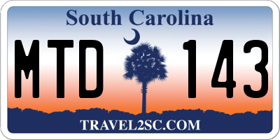 SC license plate MTD143