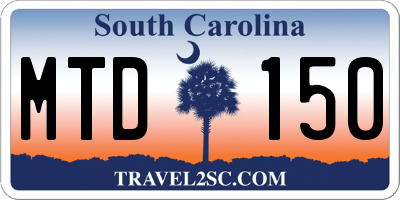 SC license plate MTD150