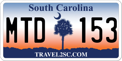 SC license plate MTD153