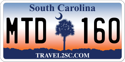 SC license plate MTD160