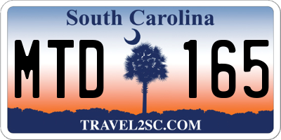 SC license plate MTD165