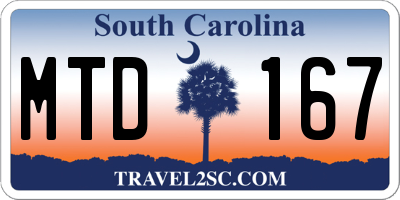 SC license plate MTD167