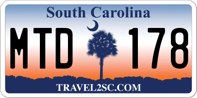 SC license plate MTD178