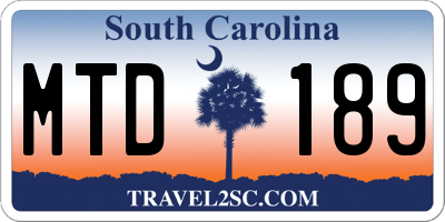 SC license plate MTD189