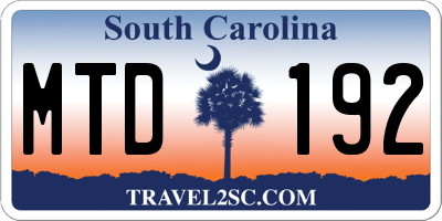 SC license plate MTD192