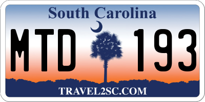 SC license plate MTD193