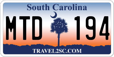 SC license plate MTD194