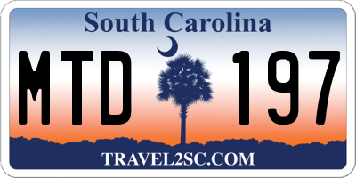 SC license plate MTD197