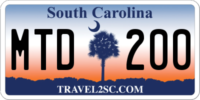 SC license plate MTD200