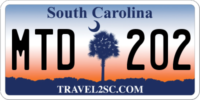 SC license plate MTD202