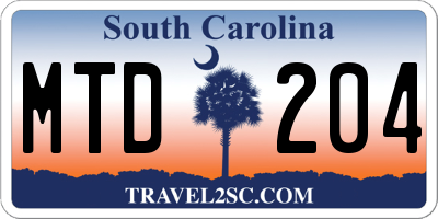 SC license plate MTD204