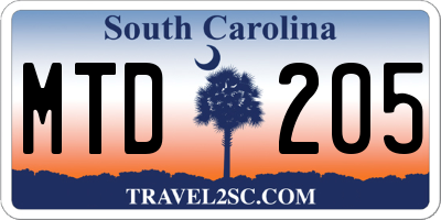 SC license plate MTD205