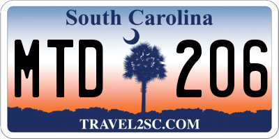 SC license plate MTD206