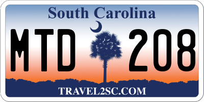 SC license plate MTD208