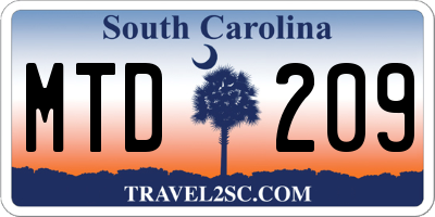 SC license plate MTD209