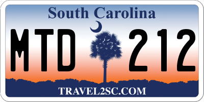 SC license plate MTD212