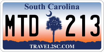 SC license plate MTD213