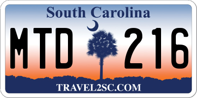 SC license plate MTD216