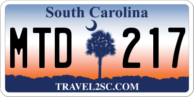 SC license plate MTD217