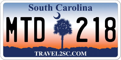 SC license plate MTD218