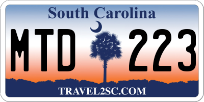 SC license plate MTD223