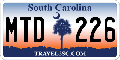 SC license plate MTD226