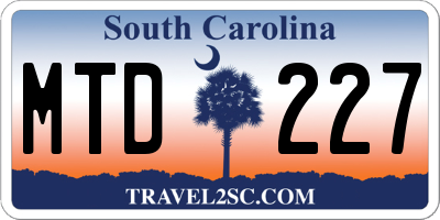 SC license plate MTD227