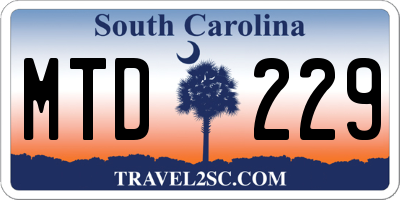 SC license plate MTD229
