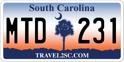 SC license plate MTD231