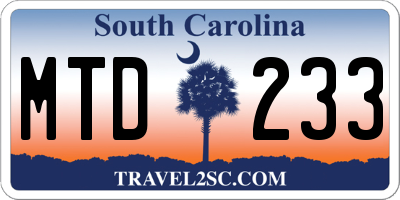 SC license plate MTD233