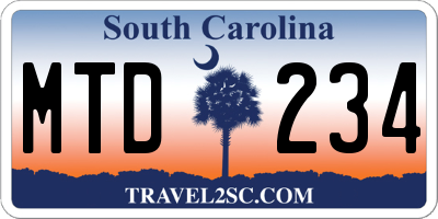 SC license plate MTD234