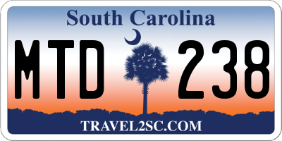 SC license plate MTD238