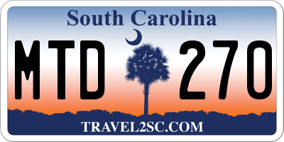 SC license plate MTD270