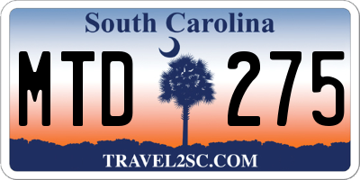 SC license plate MTD275